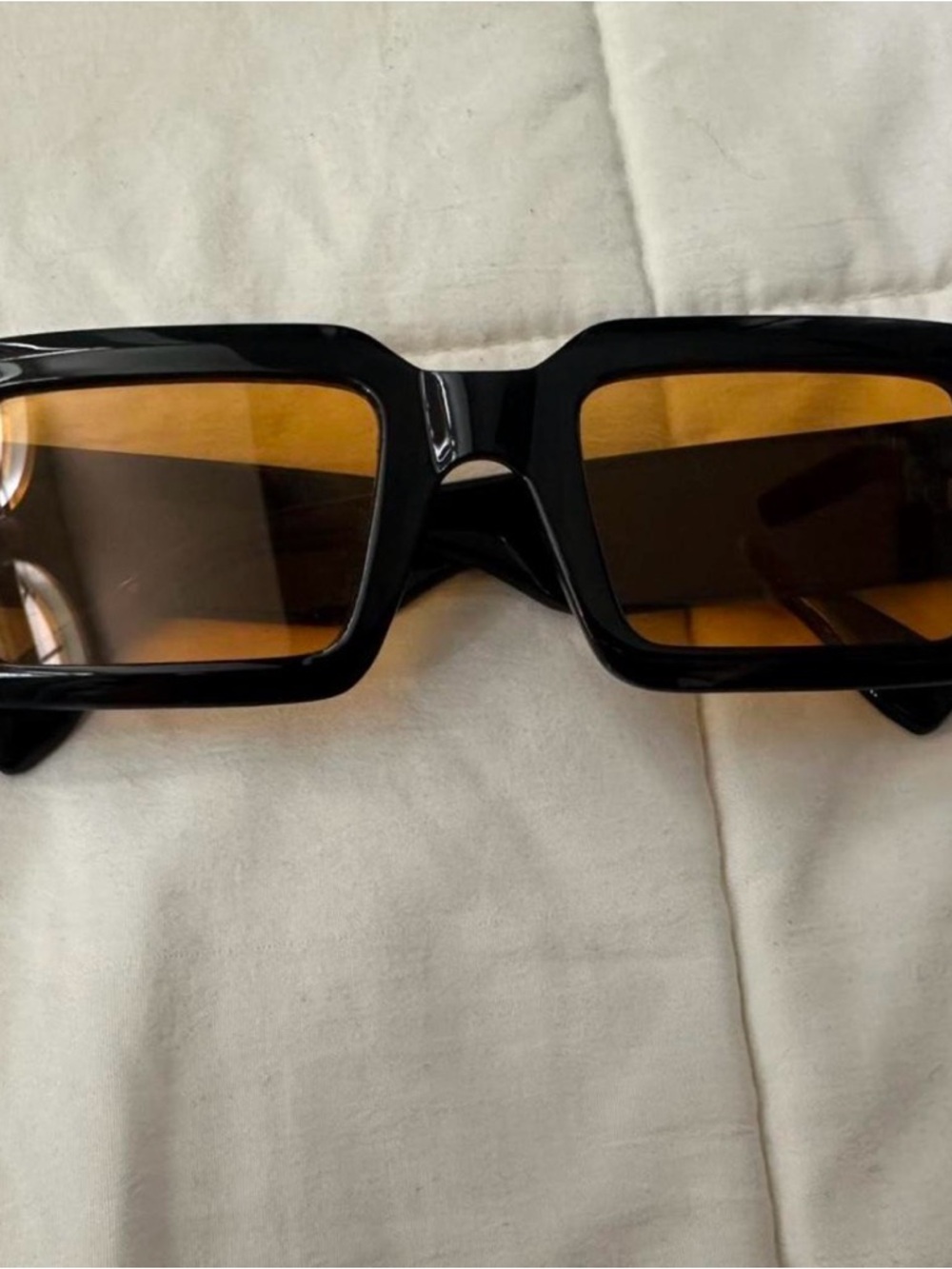 Black Rectangular Sunglasses with Amber Lenses